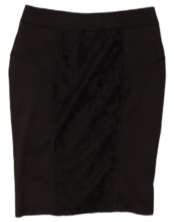 Dunnes Womens Pencil Skirt UK 8 Small W26  Black Floral Polyester