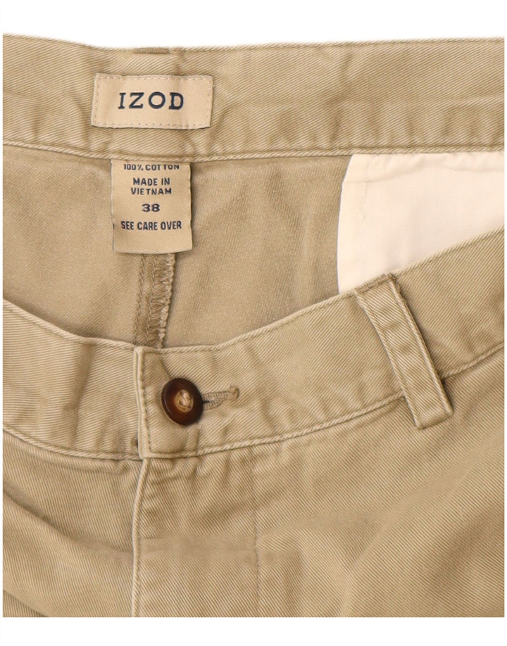 IZOD Mens Chino Shorts  W38 XL Beige Cotton