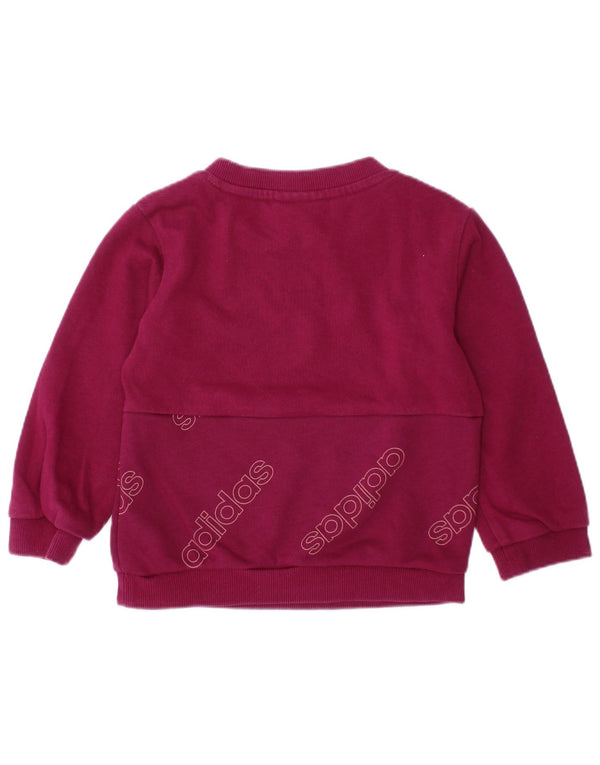 ADIDAS Baby Girls Graphic Sweatshirt Jumper 9-12 Months Burgundy Cotton