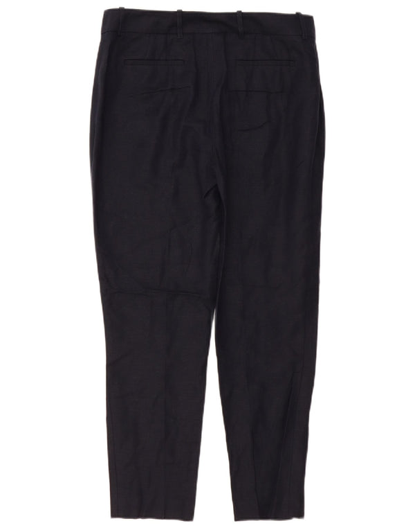 Calvin Klein Womens Slim Casual Trousers US 4 Small W32 L27 Navy Blue Linen