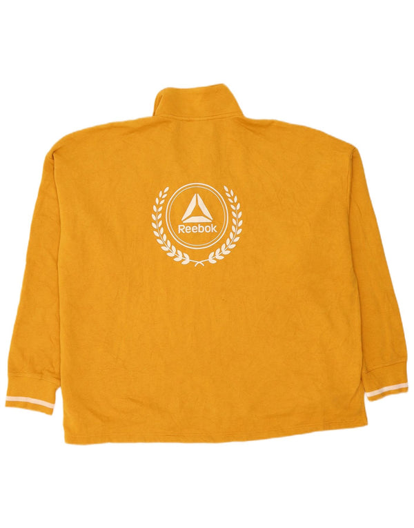 Reebok Womens Oversized Graphic Long Sleeve Polo Shirt UK 22 3XL Yellow
