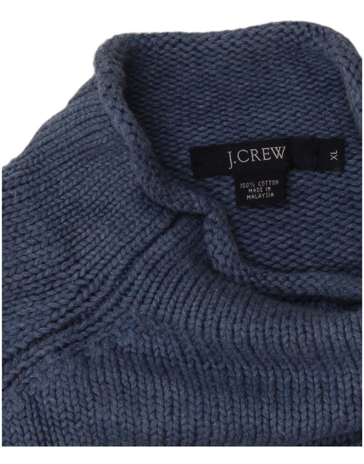 J. CREW Mens Turtle Neck Jumper Sweater XL Blue Cotton