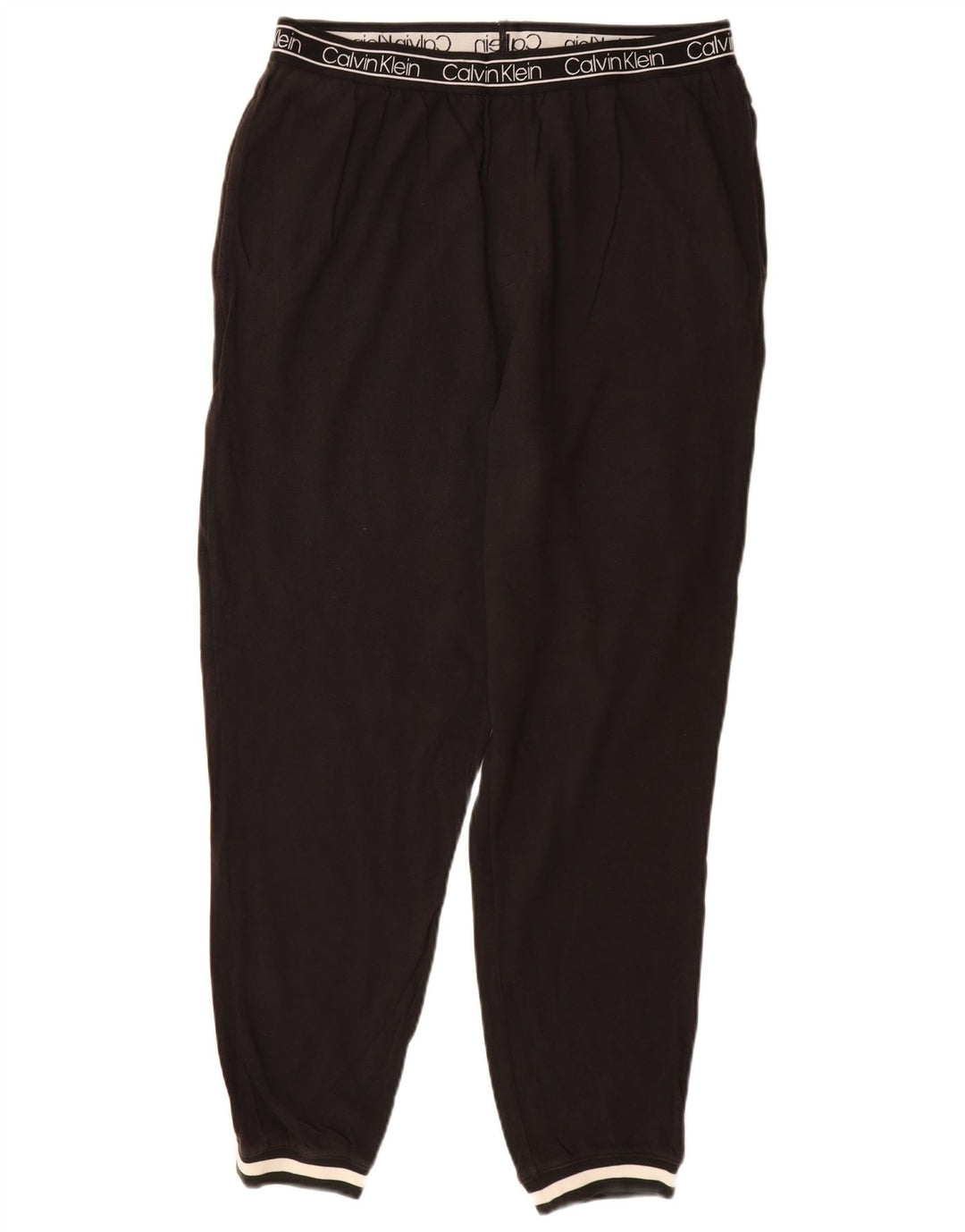 CALVIN KLEIN Mens Graphic Tracksuit Trousers Joggers Large Black Cotton
