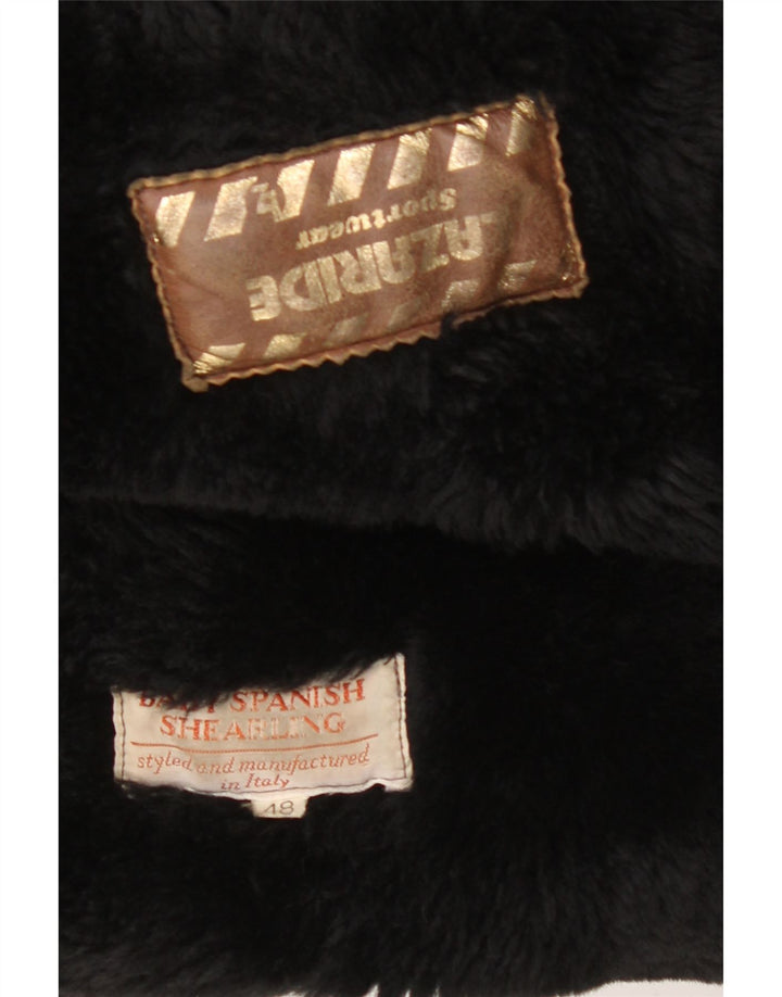 VINTAGE Mens Double Breasted Loose Fit Jacket IT 48 Medium Black Shearling