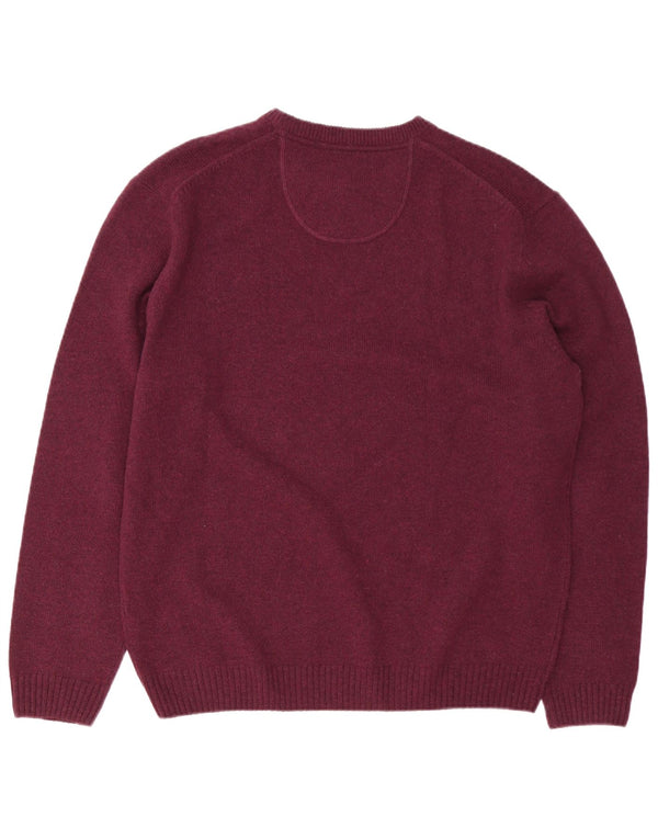 MCNEAL Mens Crew Neck Jumper Sweater 2XL Burgundy Lambswool