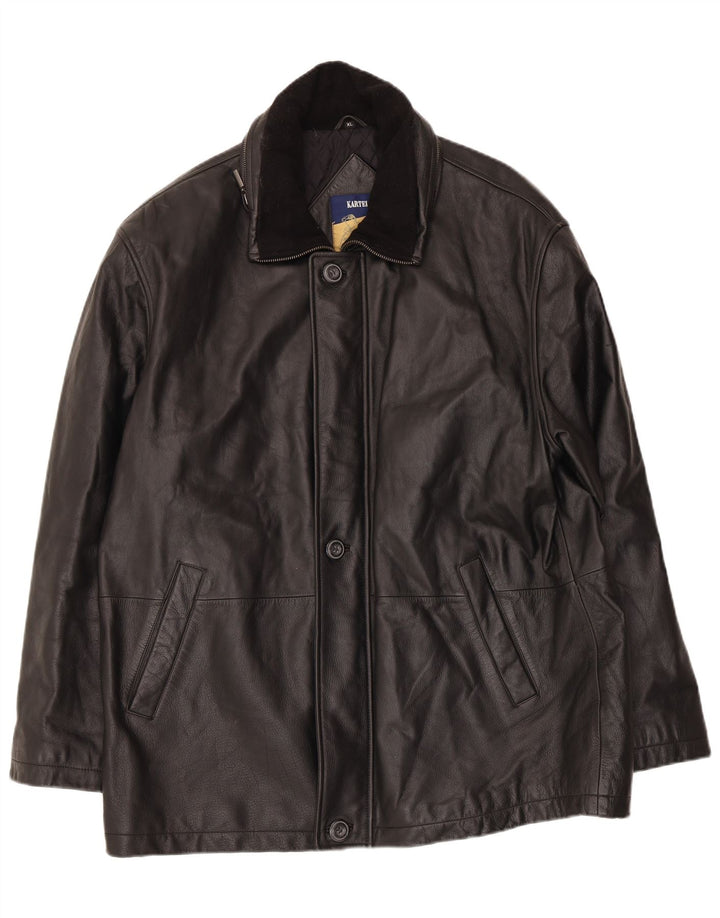 Kartel Mens Leather Jacket UK 42 XL Black