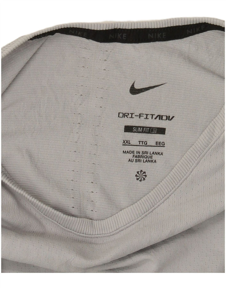 NIKE Mens Dri Fit Slim Fit T-Shirt Top 2XL Grey