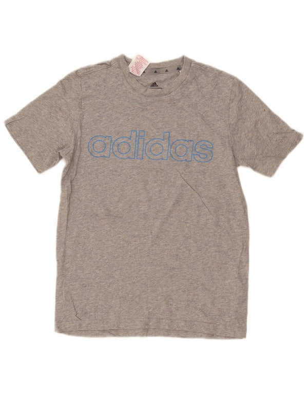 Adidas Boys Graphic T-Shirt Top 11-12 Years Grey Cotton