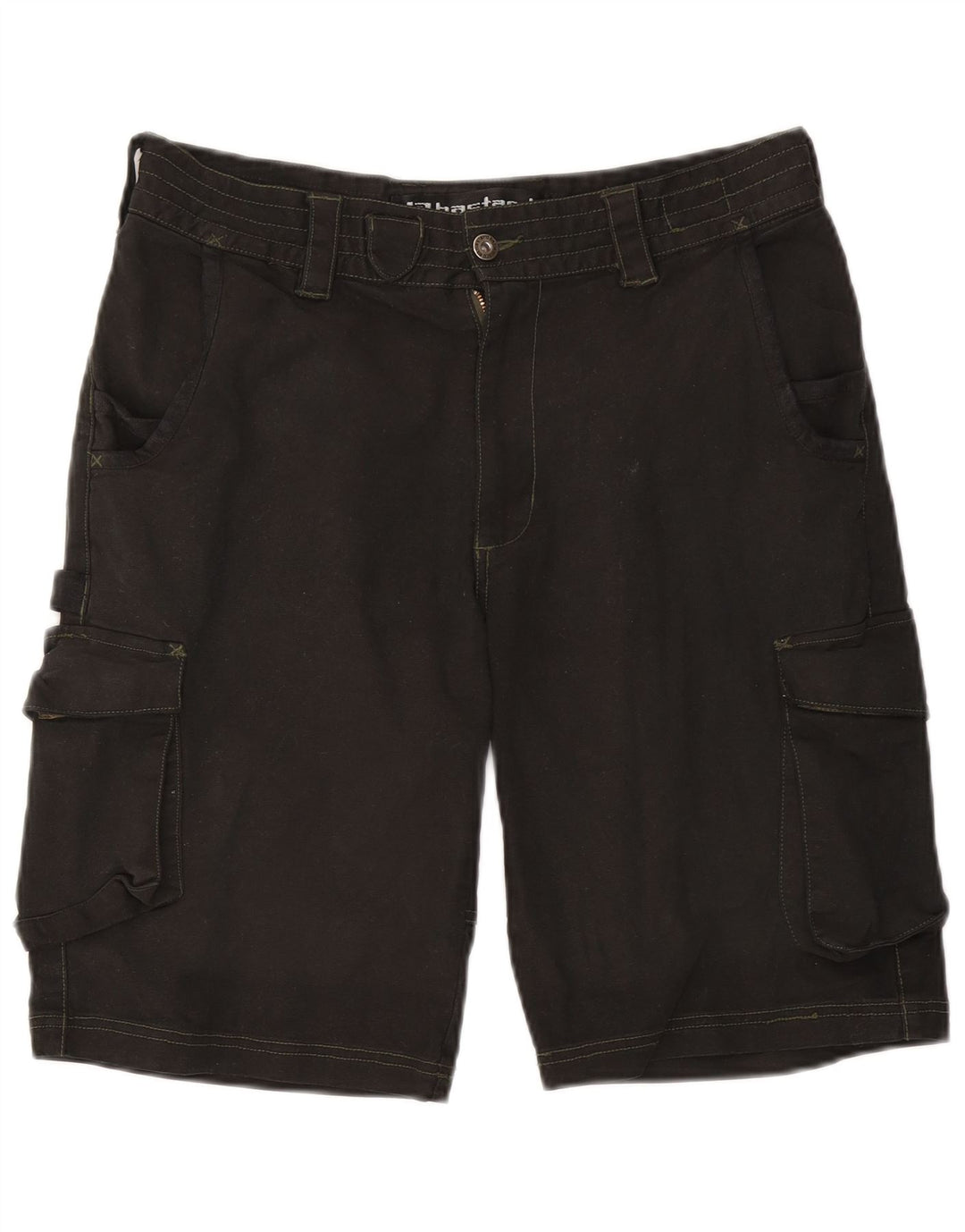 BASTARD Mens Cargo Shorts W32 Medium Black Cotton