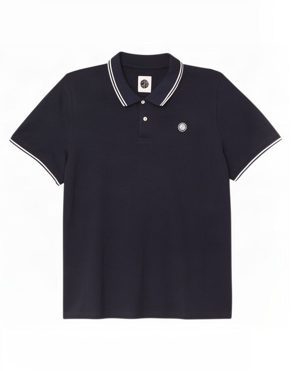 Pretty Green Mens Polo Shirt 2XL Navy Blue Striped Polyester