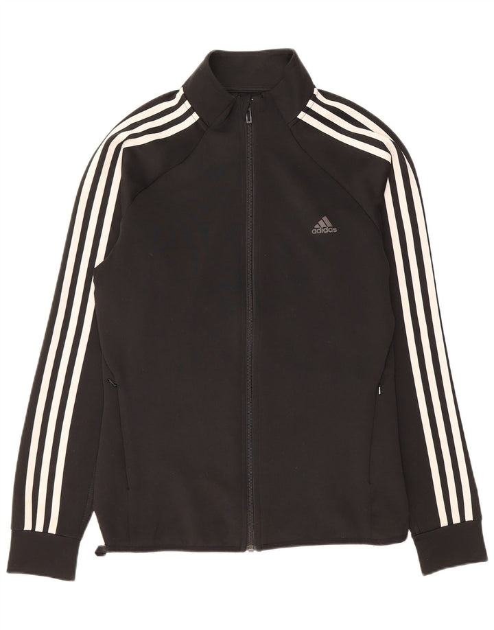 ADIDAS Womens Climalite Tracksuit Top Jacket UK 12/14 Medium Black