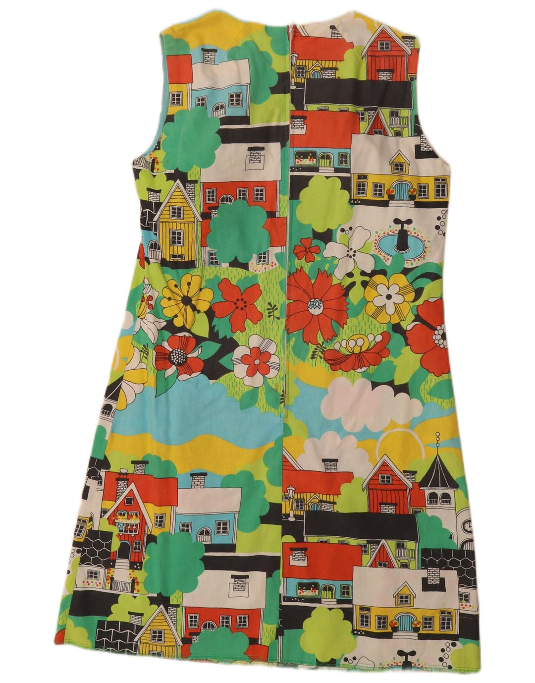 VINTAGE Womens Basic Dress IT 42 Medium Multicoloured Floral Novelty