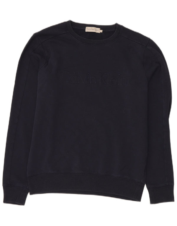 CALVIN KLEIN JEANS Mens Graphic Sweatshirt Jumper Small Navy Blue
