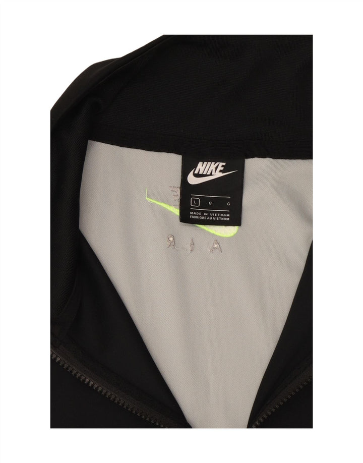 NIKE Mens Graphic Zip Neck Sweatshirt Jumper Large Grey Colourblock