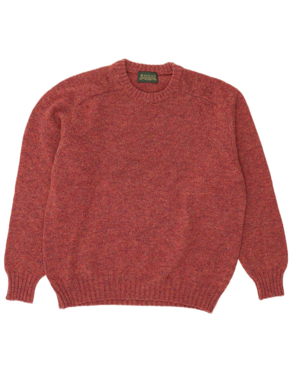 Boggi Mens Crew Neck Jumper Sweater Medium Maroon Wool