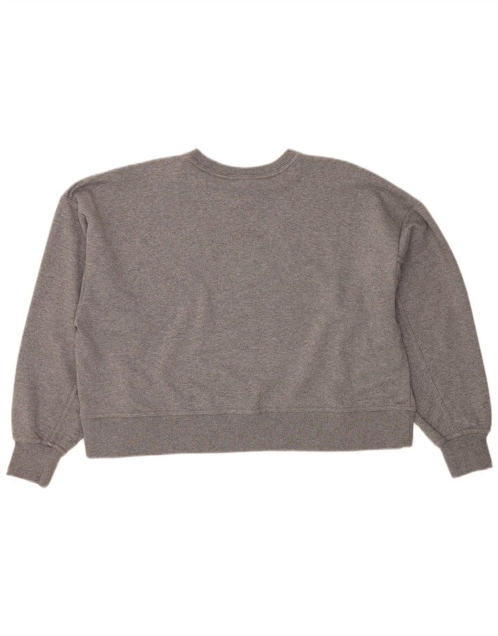 NIKE Womens Oversized Graphic Crop Sweatshirt Jumper UK 16 Large Grey