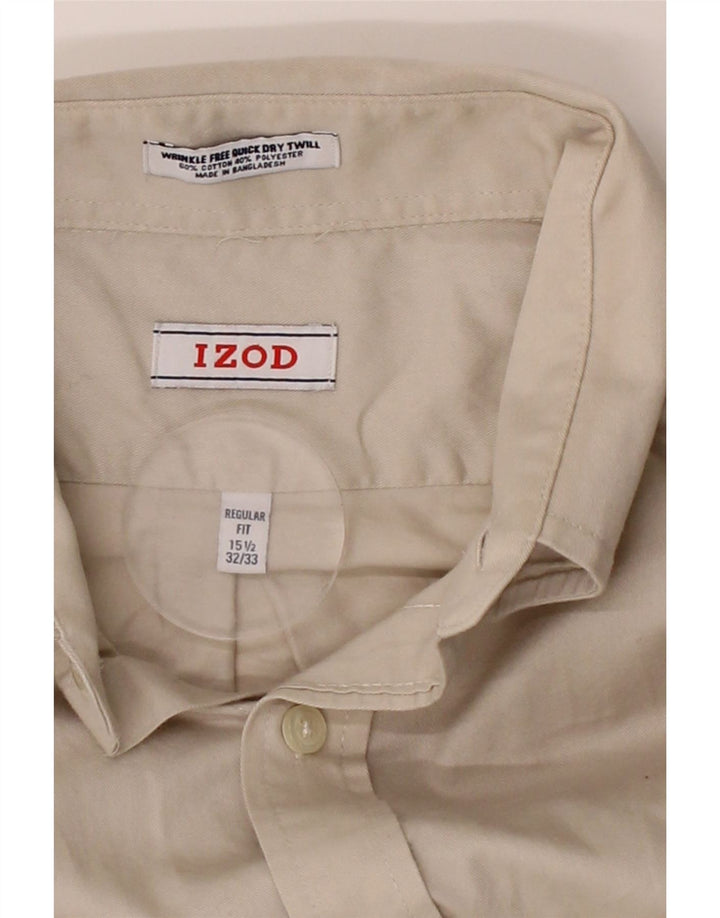 IZOD Mens Regular Fit Shirt Size 15 1/2 Medium Beige Cotton Vintage Izod and Second-Hand Izod from Messina Hembry 