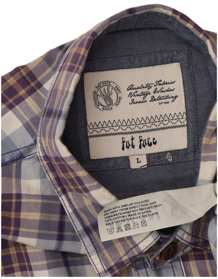 Fat Face Mens Shirt Large Blue Check Cotton