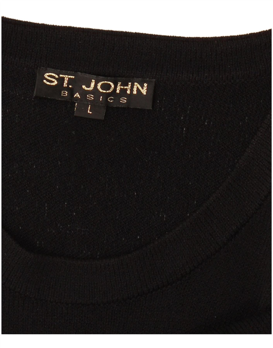 ST.John Womens Basics Crop Boat Neck Jumper Sweater UK 16 Large Black
