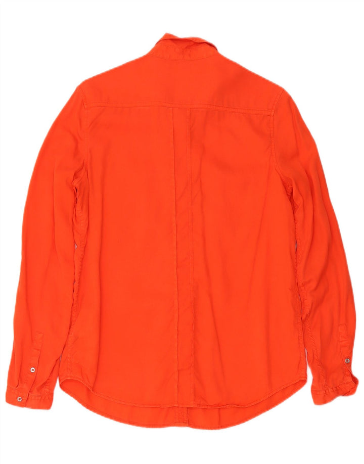 Calvin Klein Jeans Womens Shirt UK 14 Medium Orange Lyocell