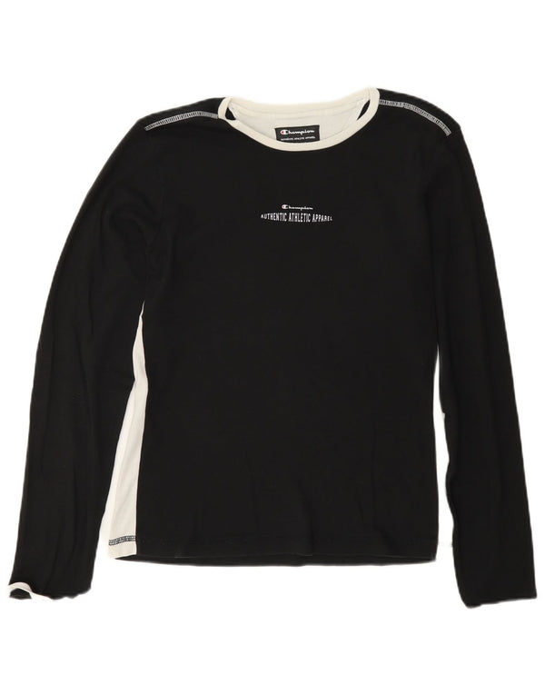 Champion Womens Graphic Top Long Sleeve UK 18 XL Black Cotton Sports