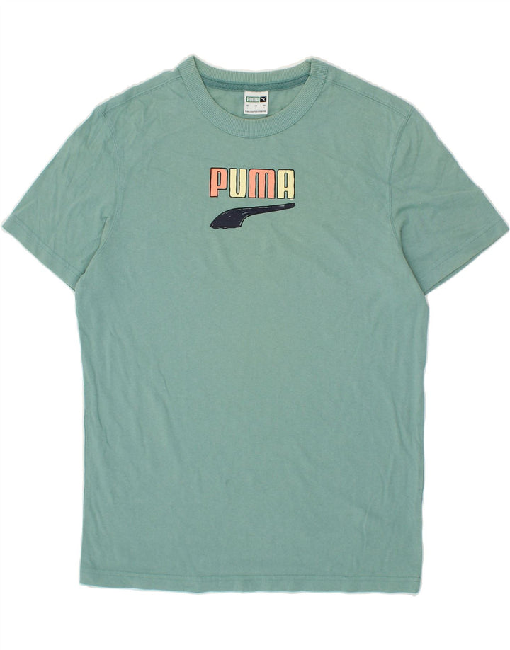 PUMA Mens Graphic T-Shirt Top Small Turquoise Cotton Vintage Puma and Second-Hand Puma from Messina Hembry 