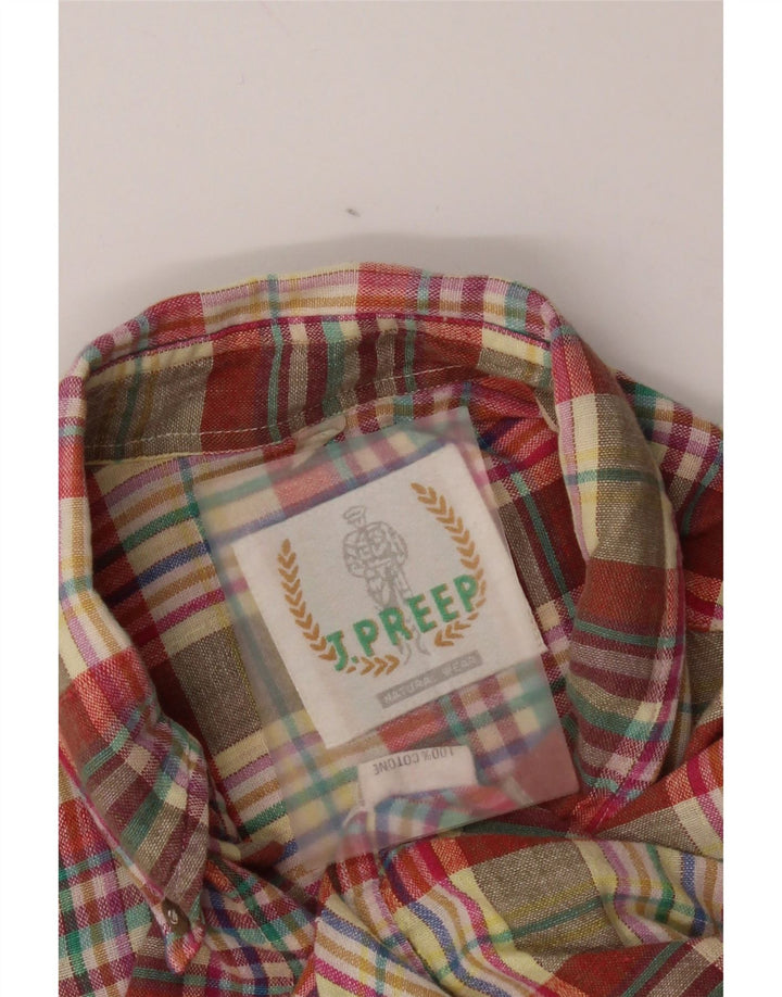 Vintage Mens Short Sleeve Shirt Medium Multicoloured Check Cotton