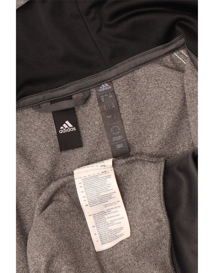 Adidas Mens Zip Hoodie Sweater UK 34/36 Small Grey Polyester