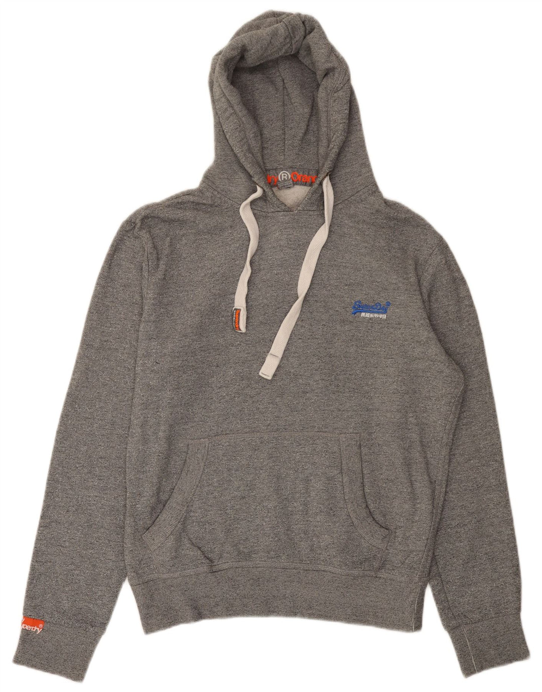 SUPERDRY Mens Hoodie Jumper Medium Grey Flecked Cotton