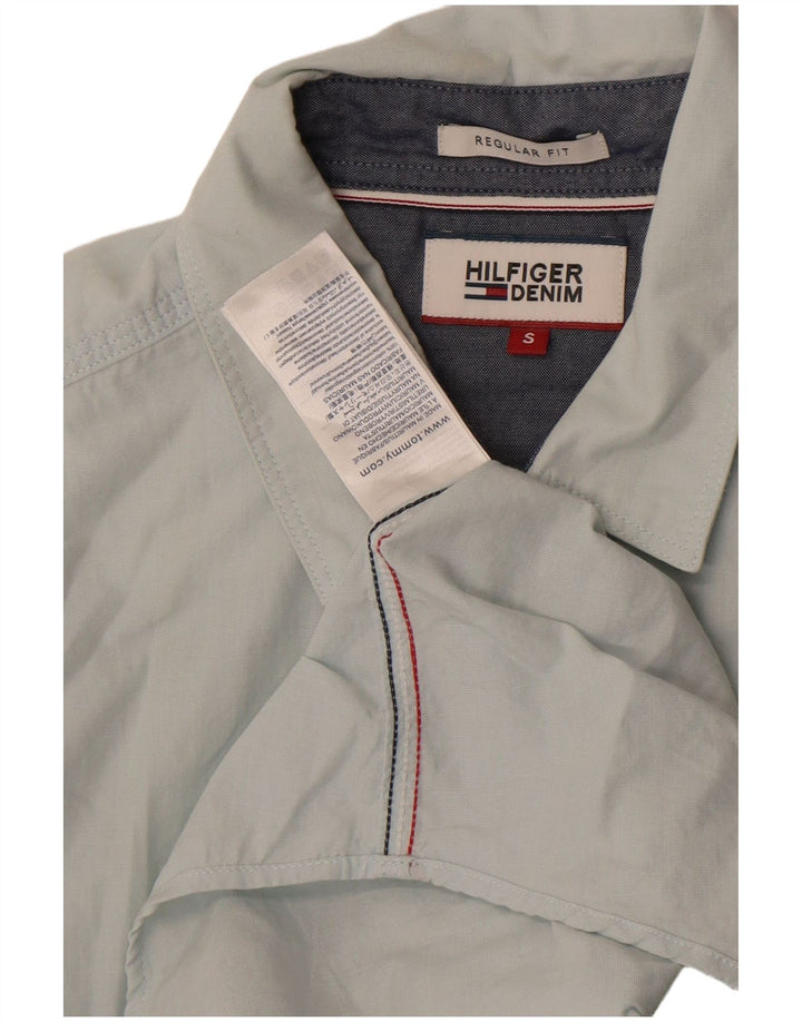 Tommy Hilfiger Mens Short Sleeve Shirt Small Blue Cotton