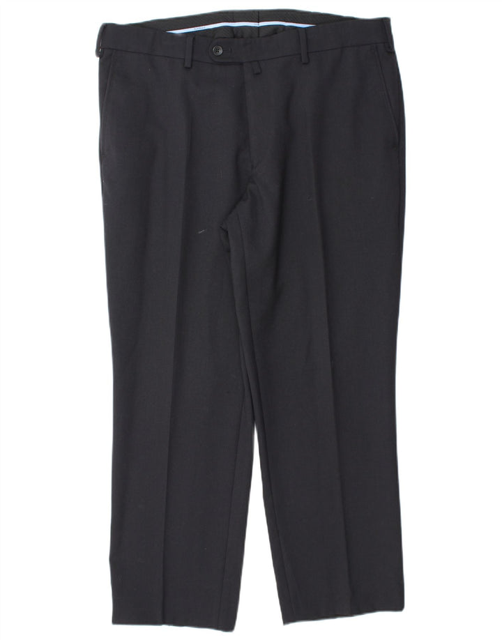 DOUGLAS Mens Slim Suit Trousers W36 L26 Navy Blue Polyester