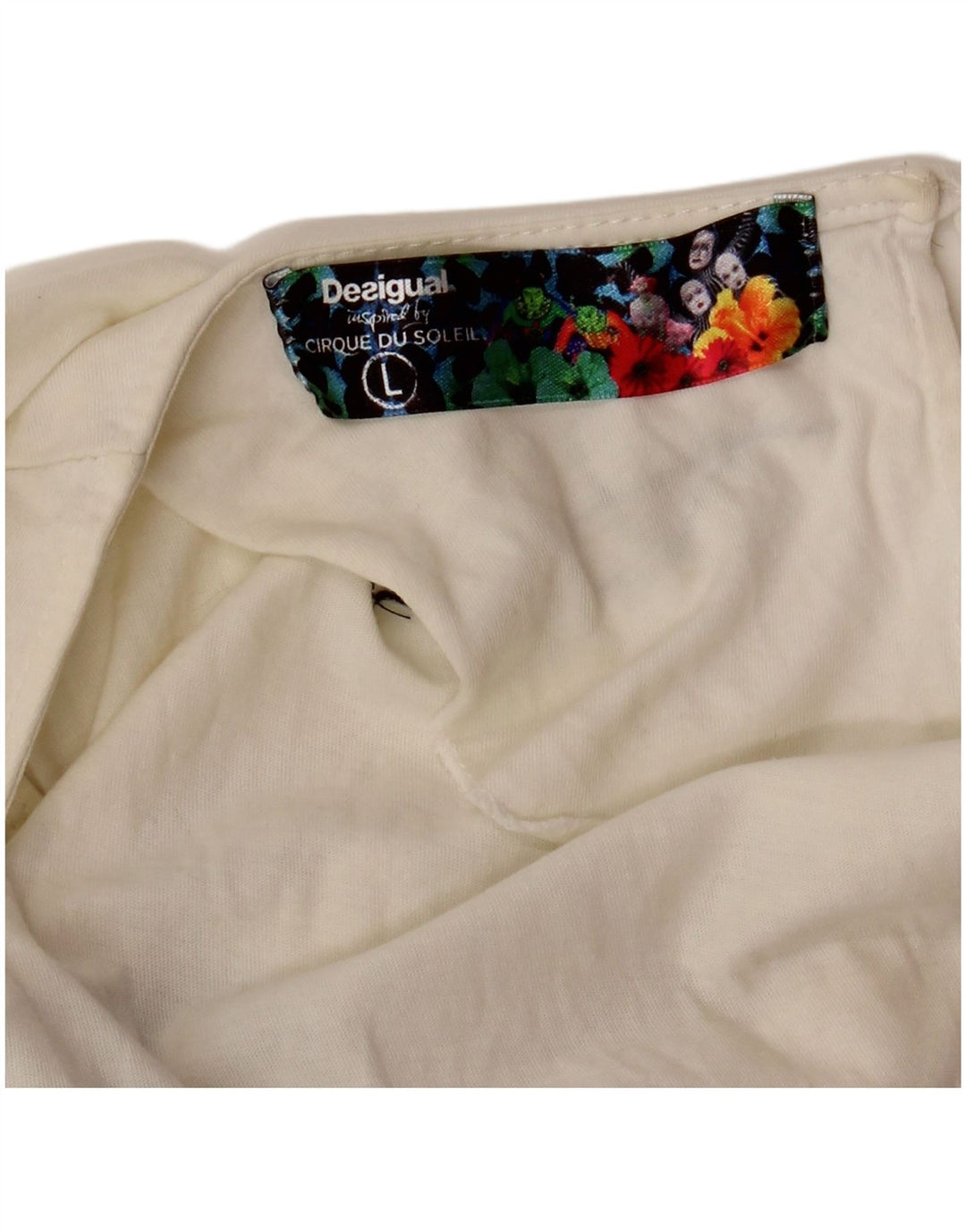 DESIGUAL Womens Cirque Du Soleil Graphic Vest Top UK 14 Large White