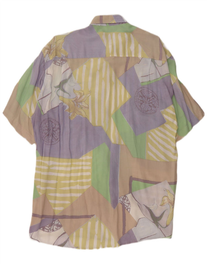 CASA MODA Mens Short Sleeve Shirt Large Multicoloured Patchwork