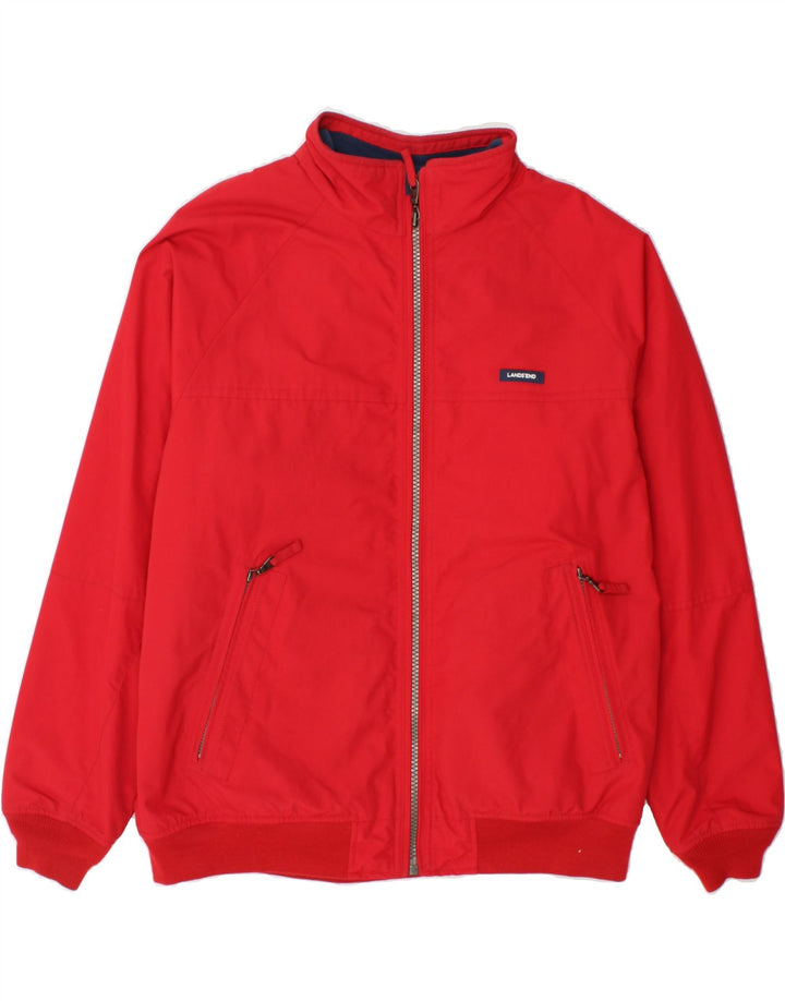 LANDS END Mens Bomber Jacket UK 40 Large Red Nylon Vintage Lands End and Second-Hand Lands End from Messina Hembry 