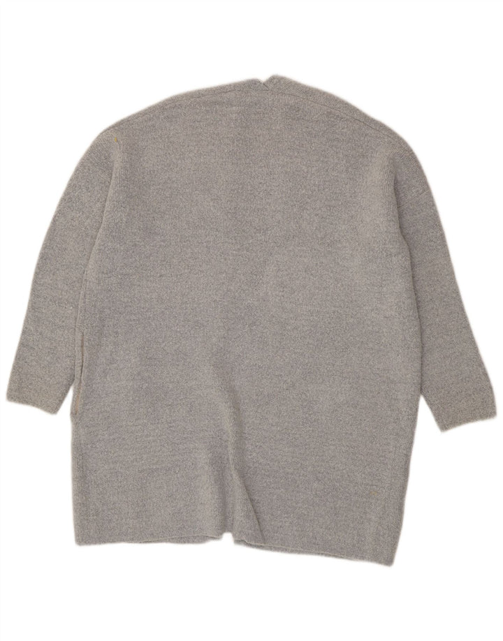 Oasis Womens Oversized Open Cardigan Sweater UK 16 Large Grey Acrylic