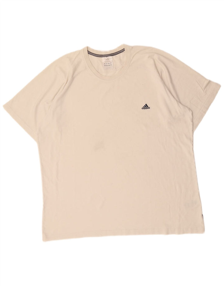 ADIDAS Mens T-Shirt Top 2XL Off White Cotton