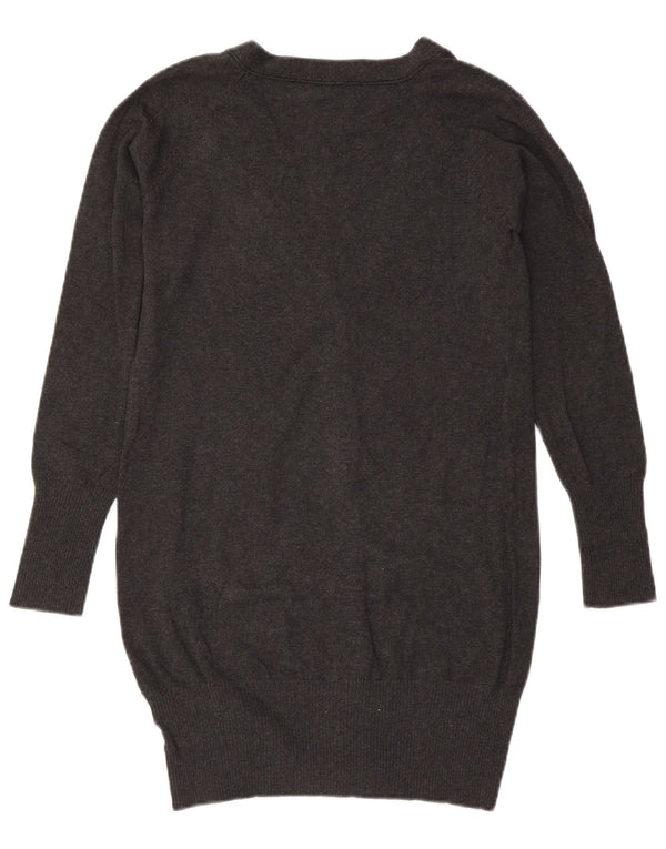 ZARA Womens Longline Cardigan Sweater UK 14 Large Grey Cotton