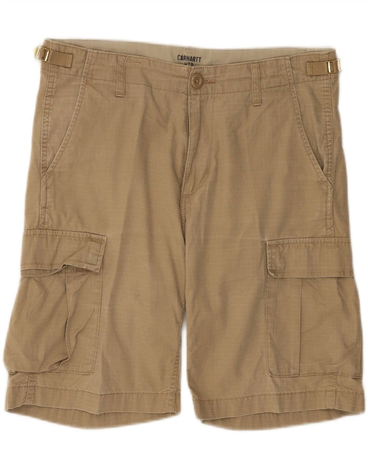 Carhartt Mens Wip Cargo Shorts W30 Medium Beige Check Cotton
