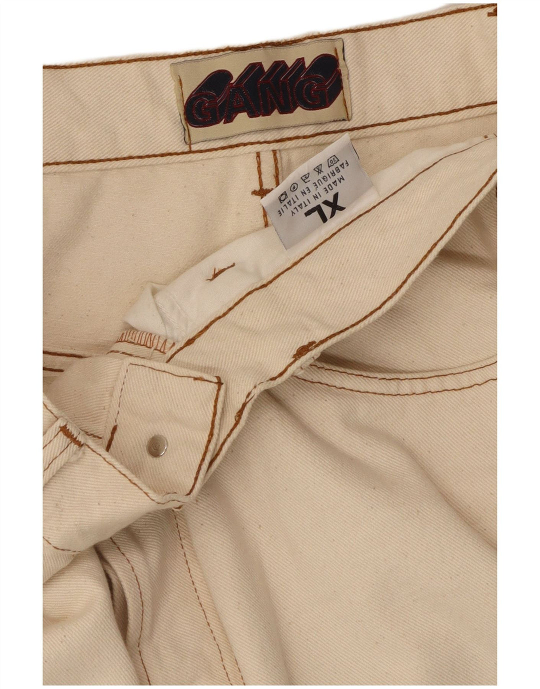 GANG Mens Wide Leg Casual Trousers XL W32 L33 Off White Cotton