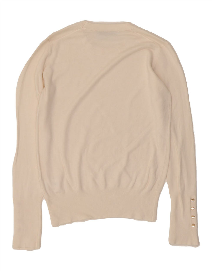 ZARA Womens Crew Neck Jumper Sweater UK 12 Medium White Viscose Vintage Zara and Second-Hand Zara from Messina Hembry 