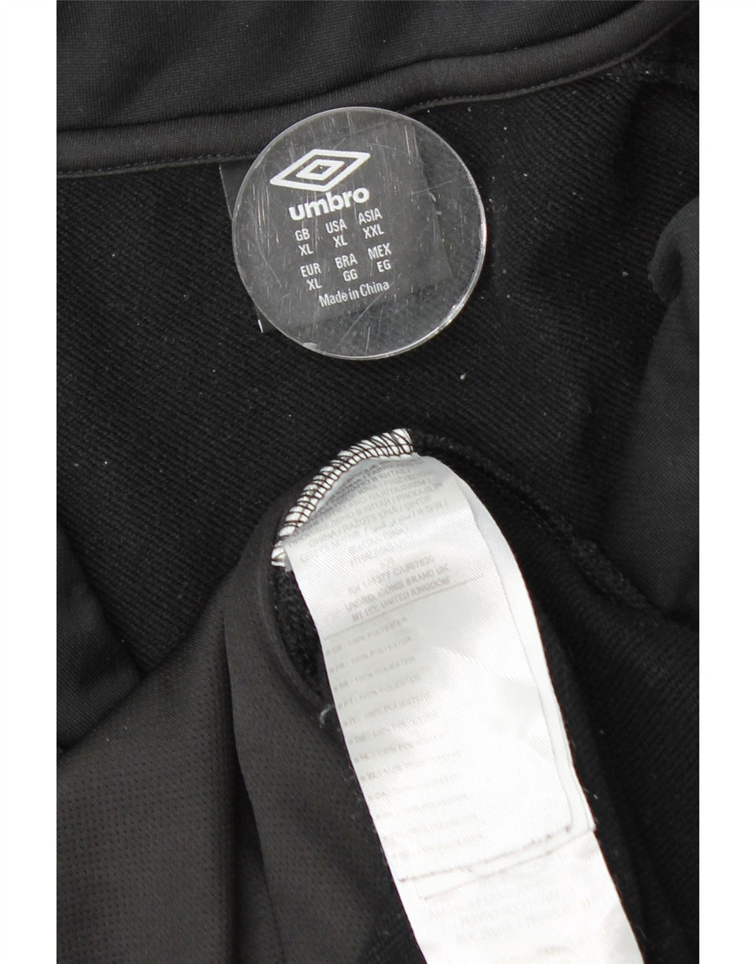 Umbro Mens Graphic Tracksuit Top Jacket XL Black Polyester
