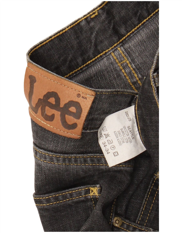 LEE Mens Seattle Straight Jeans W34 L30 Black Cotton