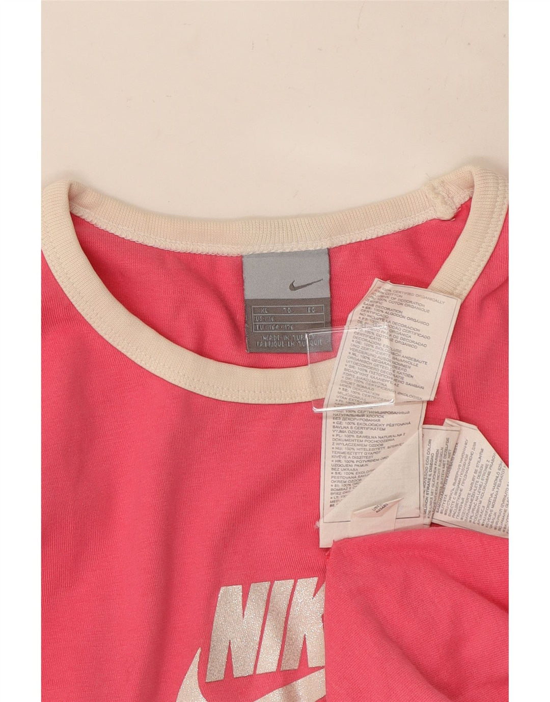 NIKE Girls Air Graphic T-Shirt Top 15-16 Years XL Pink Cotton