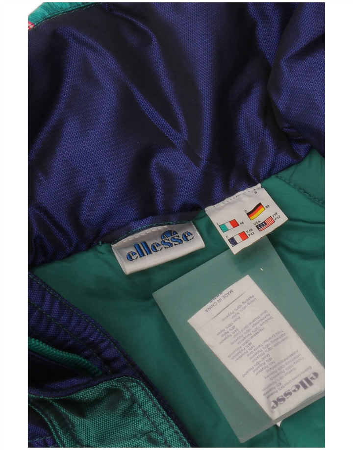 Ellesse Mens Hooded Loose Fit Ski Jacket IT 48 Medium Green Colourblock