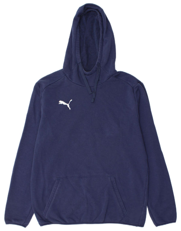 PUMA Mens Hoodie Jumper Medium Navy Blue Cotton