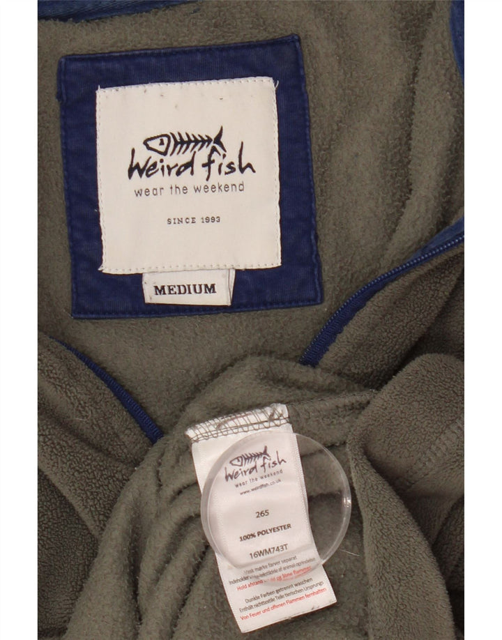 Weird Fish Mens Zip Neck Fleece Jumper Medium Grey Polyester