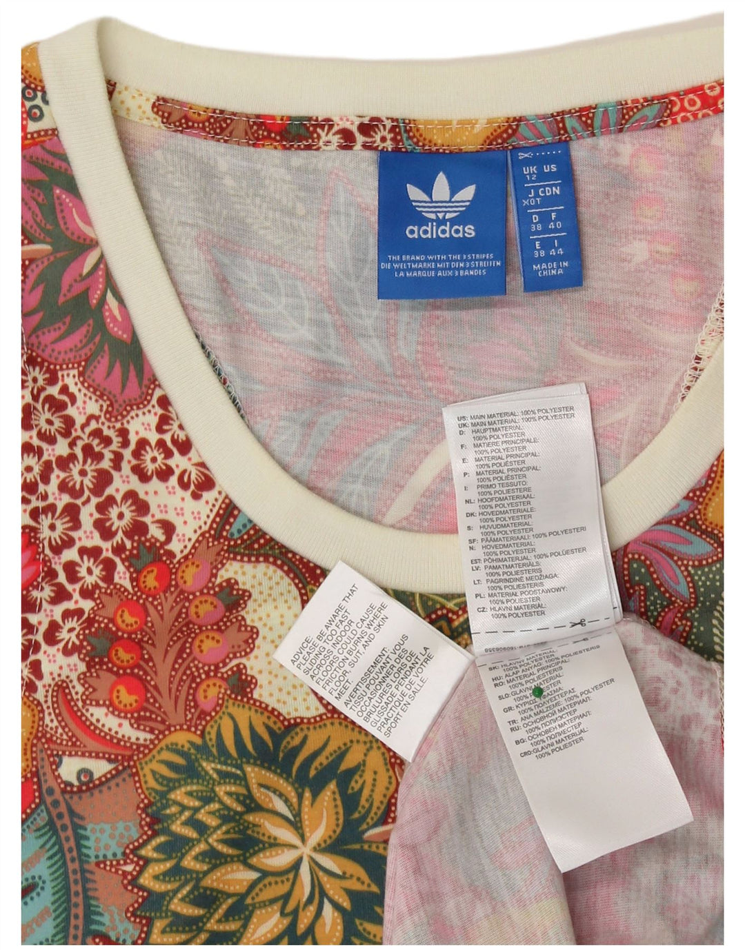 ADIDAS Womens Graphic Vest Top UK 12 Medium Multicoloured Floral Polyester
