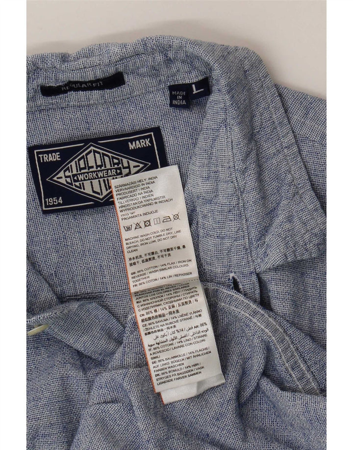 Superdry Mens Regular Fit Shirt Large Blue Cotton