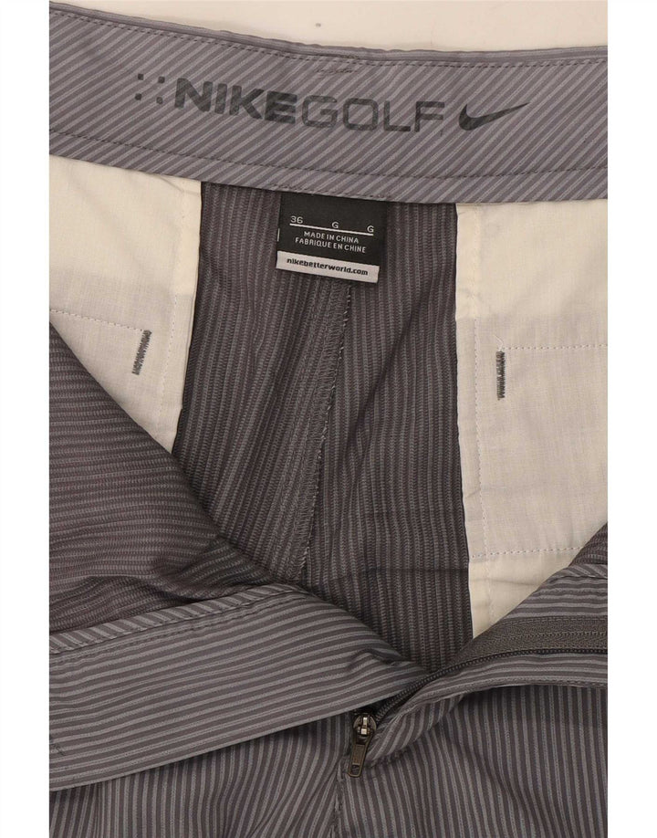 Nike Mens Golf Chino Shorts W36 Large Grey Pinstripe Polyester