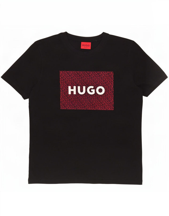 Hugo Boss Mens Graphic T-Shirt Top Medium Black